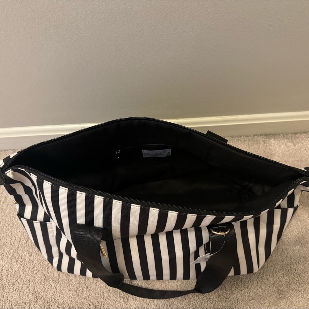 Alice + Olivia Black and White Striped Tote